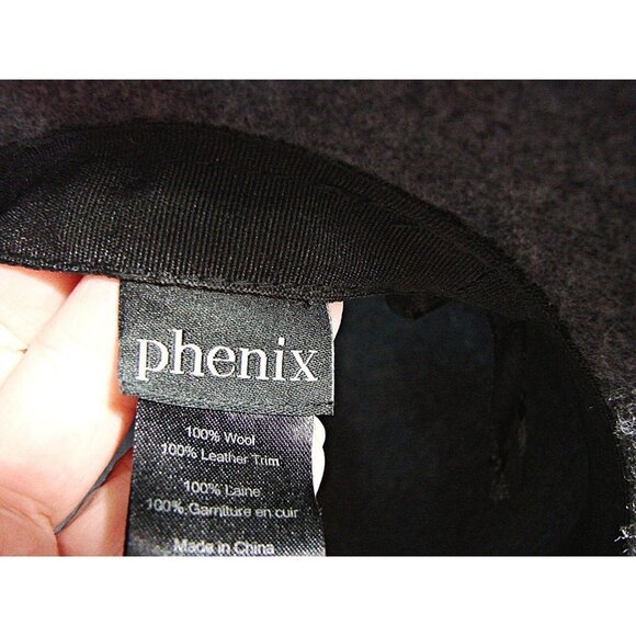 PHENIX Womens Wide Brim Floppy Hat Gray Wool Leather Trim One Size Event Church - Picture 8 of 12